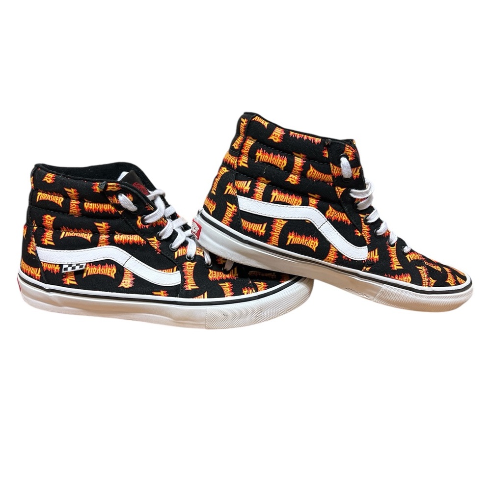 🟡Vans Men’s Thrasher x Skate Sk8-Hi 'Allover Thrasher Logo Shoes Size 11.5 - Picture 10 of 12